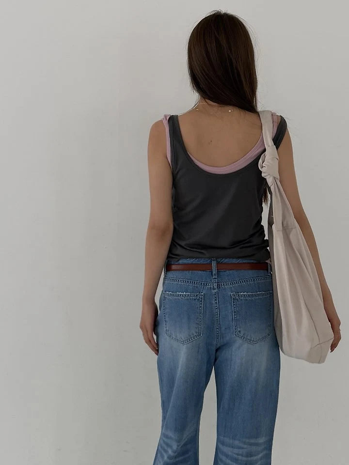 Double Shirring Sleeveless Top