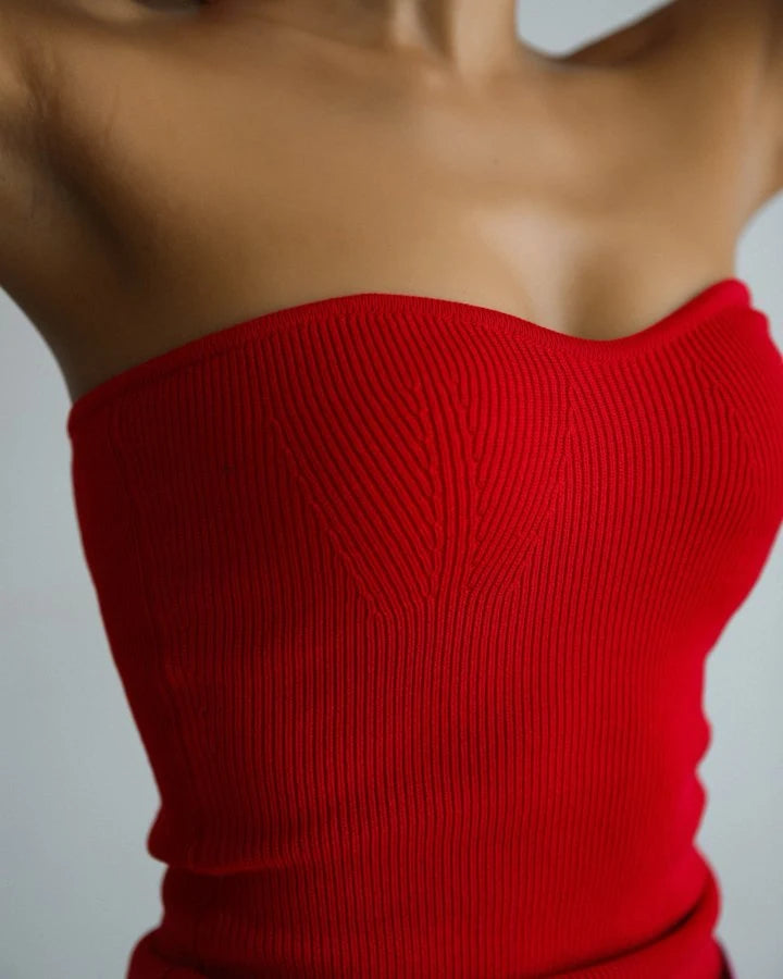 Volume Bust Tube Knit Top