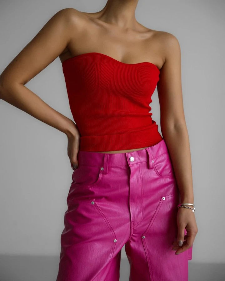 Volume Bust Tube Knit Top