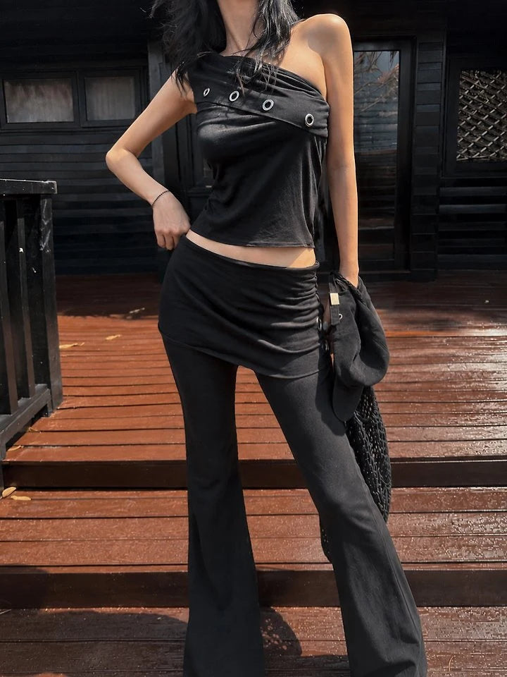Eyelet Cover Bootcut Pants