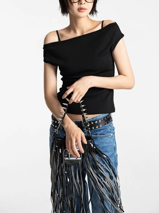 Contrast Off Shoulder Tee
