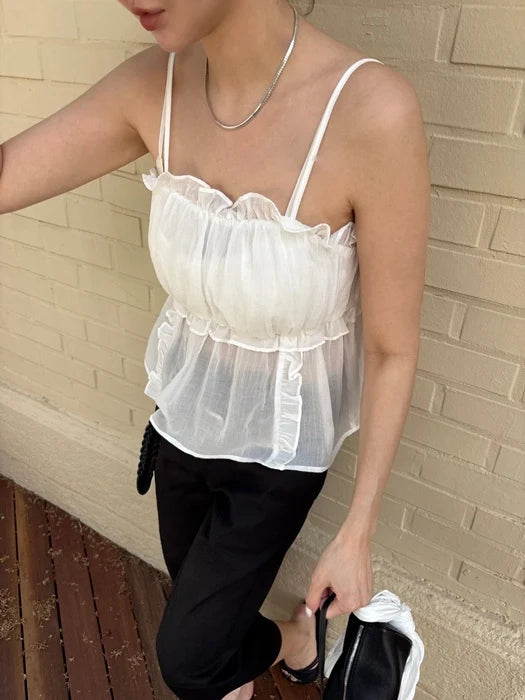 Tir Frill Blouse Women's Top in Tencel Fabric