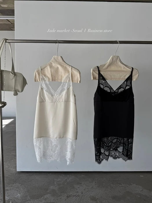 Bella Satin Sleeveless Top With Delicate Lace Trim