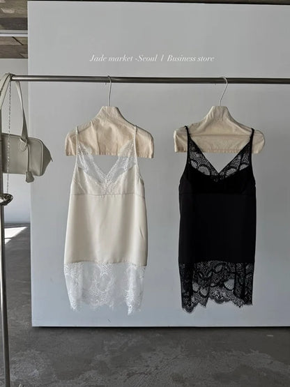 Bella Satin Sleeveless Top With Delicate Lace Trim