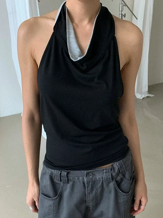 Hold Halterneck Sleeveless Top in Soft Cotton Modal Blend