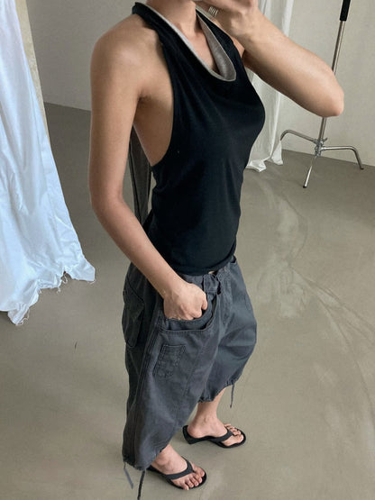 Hold Halterneck Sleeveless Top in Soft Cotton Modal Blend