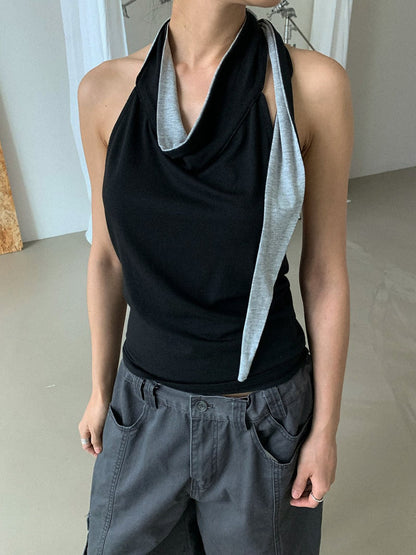 Hold Halterneck Sleeveless Top in Soft Cotton Modal Blend