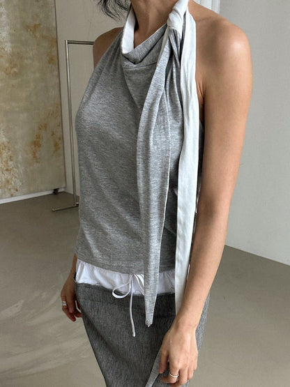 Hold Halterneck Sleeveless Top in Soft Cotton Modal Blend