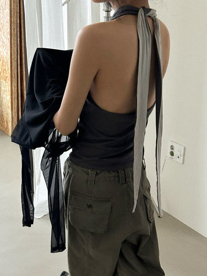 Hold Halterneck Sleeveless Top in Soft Cotton Modal Blend
