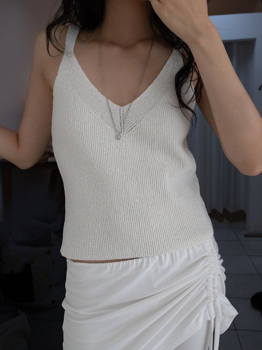Two-Way Linen Bouclé Sleeveless Top