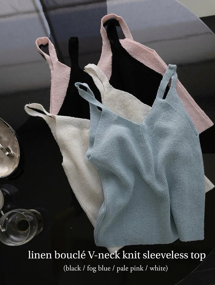 Two-Way Linen Bouclé Sleeveless Top