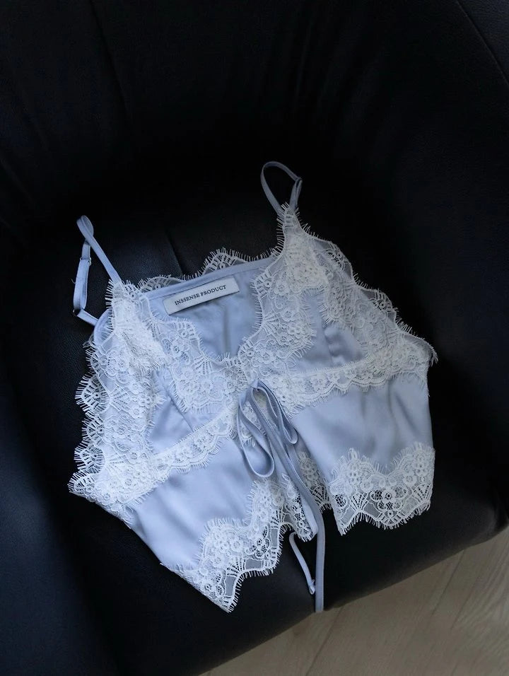 Satin Lace Bustier Top