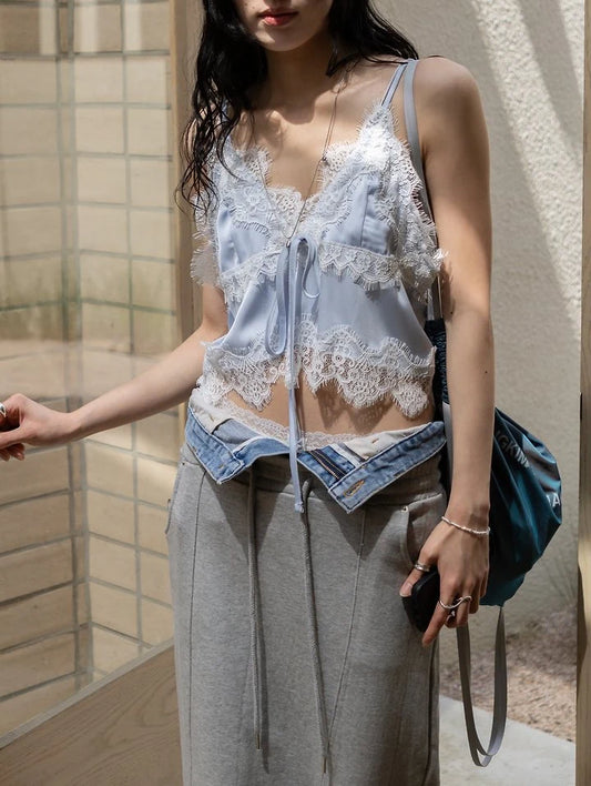 Satin Lace Bustier Top
