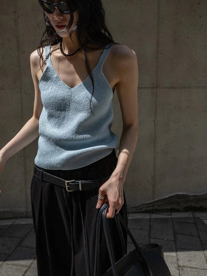 Two-Way Linen Bouclé Sleeveless Top