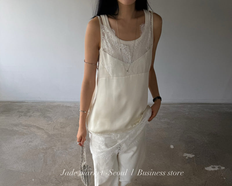 Bella Satin Sleeveless Top With Delicate Lace Trim