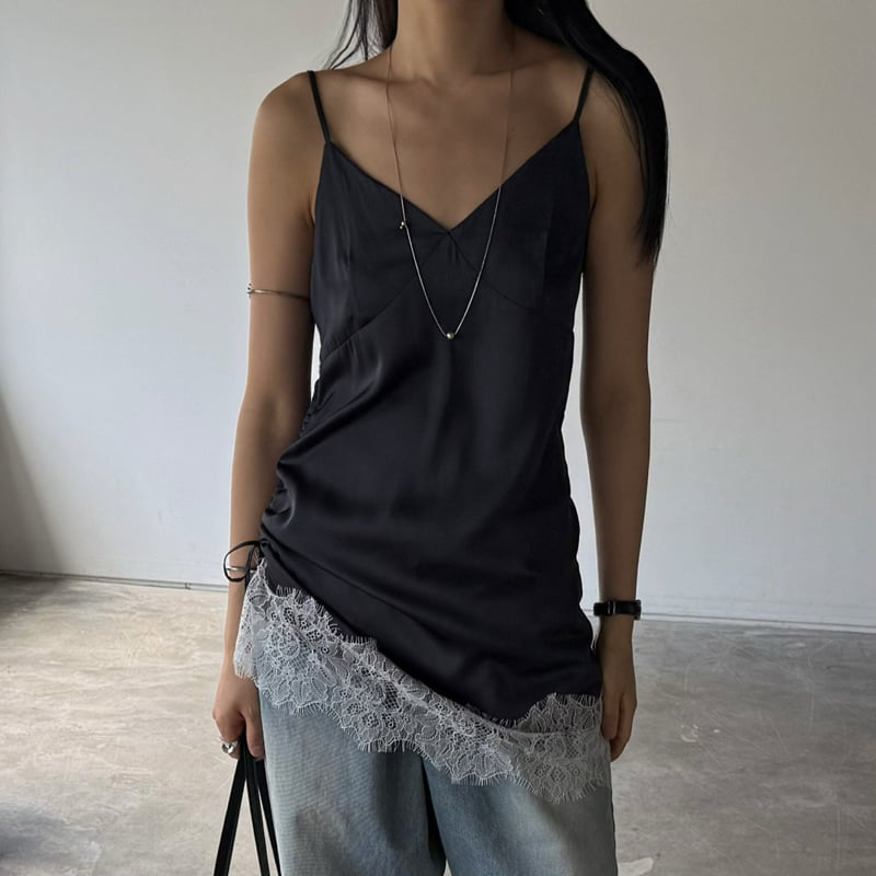 Sleeveless Side Satin Top for Women in Cream and Navy