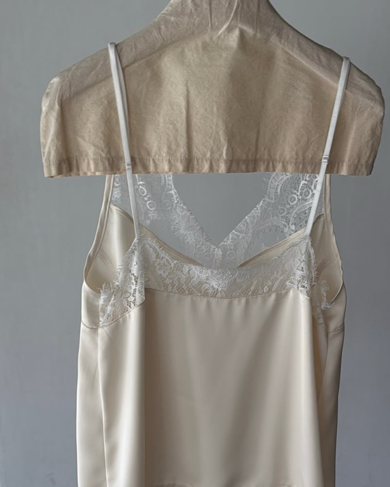 Bella Satin Sleeveless Top With Delicate Lace Trim