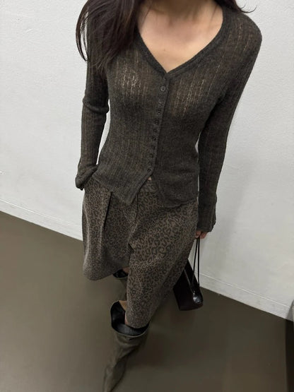 Rib Slim Cardigan