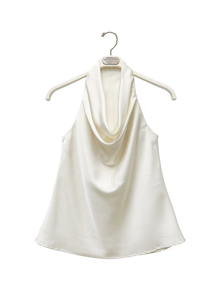Classic Satin Halter Neck Blouse Sleeveless Summer Top