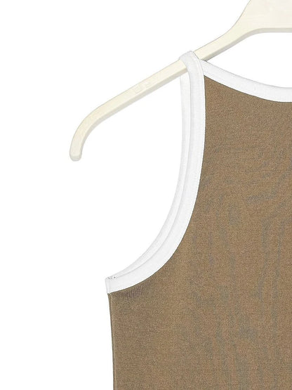 Color-Block Halter Neck Sleeveless Tank Top