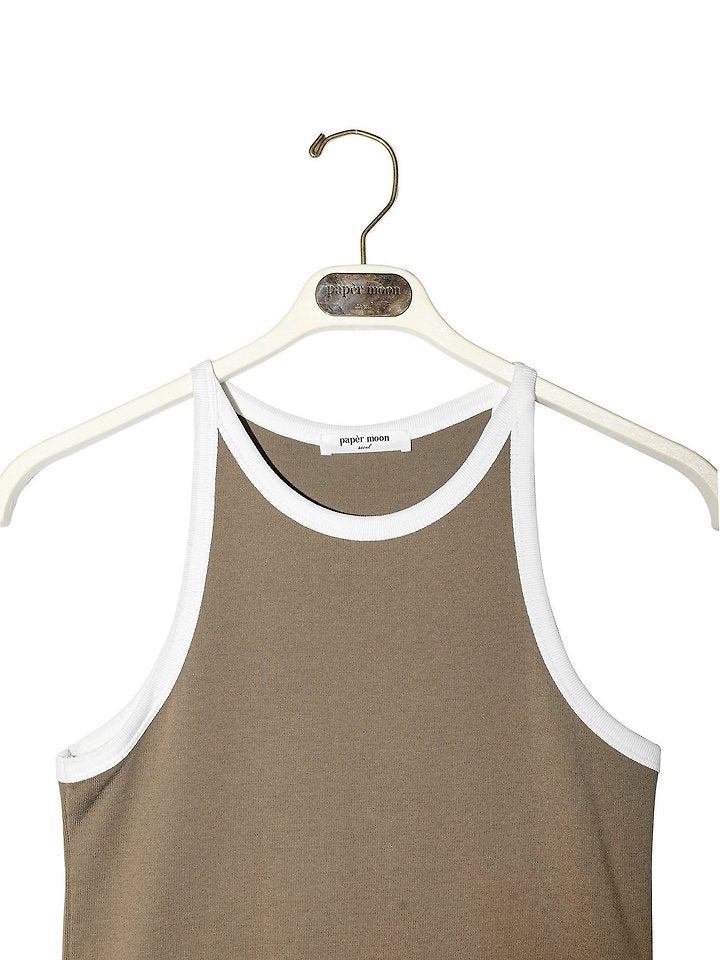 Color-Block Halter Neck Sleeveless Tank Top