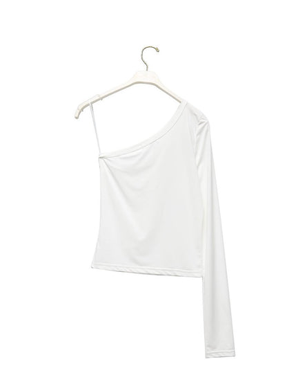 Asymmetric One-Shoulder Long Sleeve Top