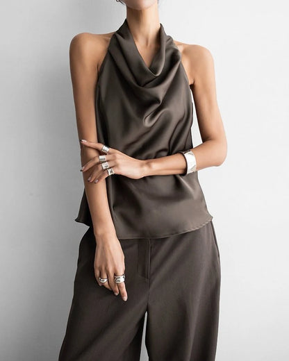 Classic Satin Halter Neck Blouse