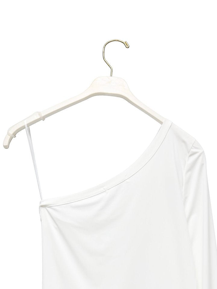 Asymmetric One-Shoulder Long Sleeve Top