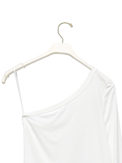 Asymmetric One-Shoulder Long Sleeve Top