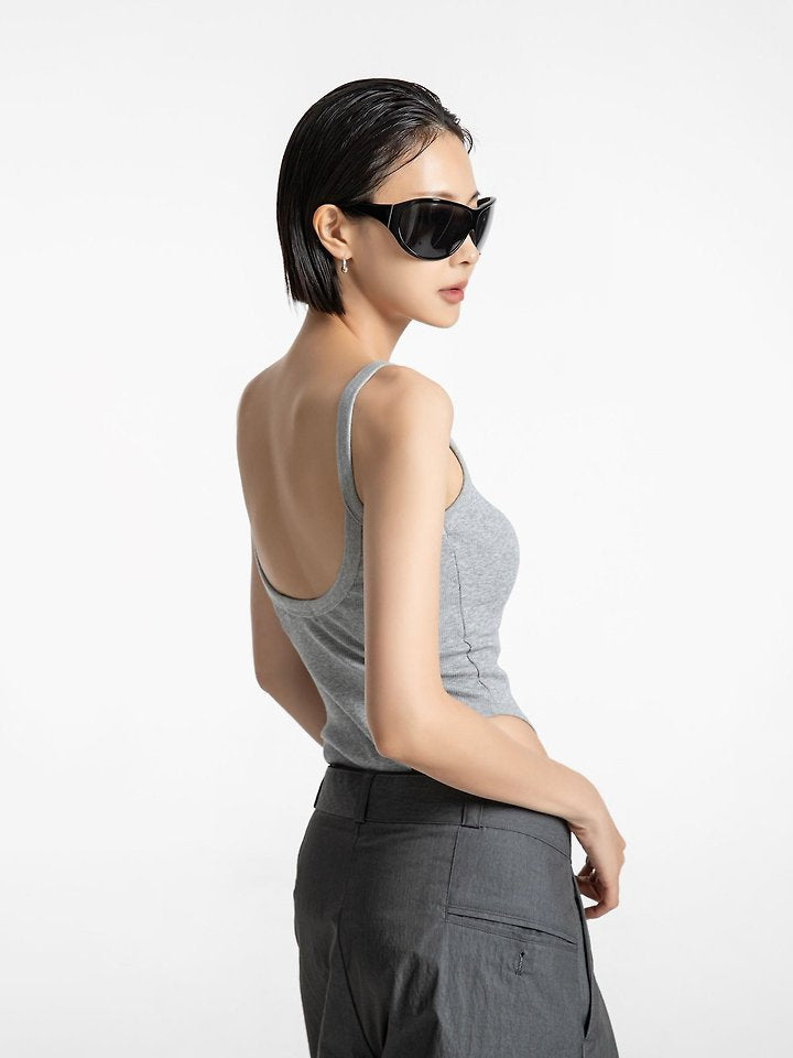 Sleeveless Open-Back Bodysuit