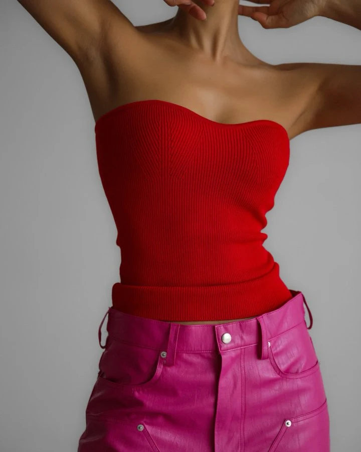 Volume Bust Tube Knit Top