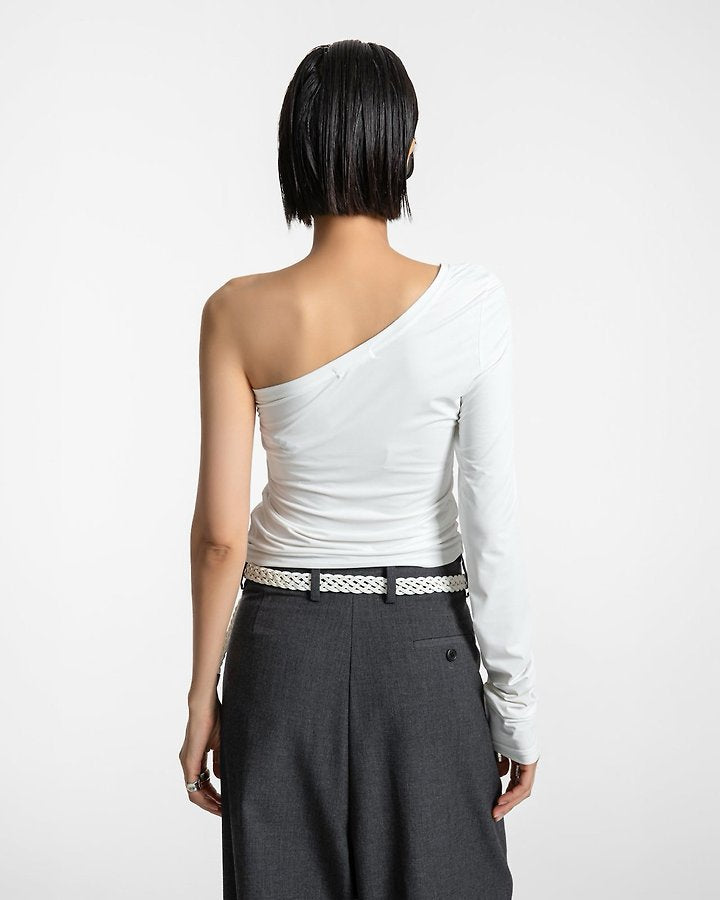 Asymmetric One-Shoulder Long Sleeve Top