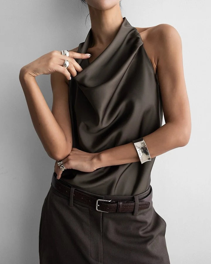Classic Satin Halter Neck Blouse