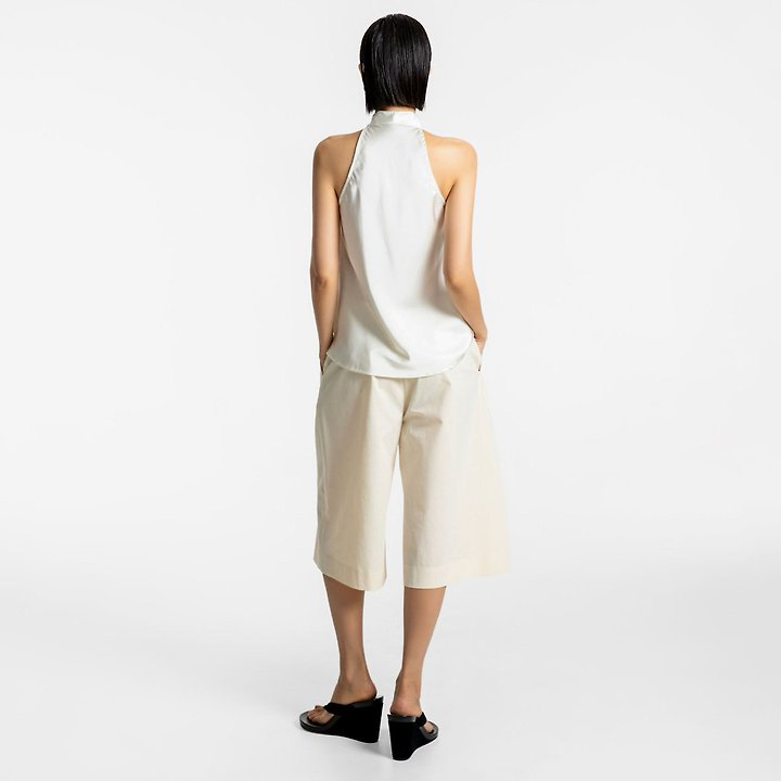 Classic Satin Halter Neck Blouse Sleeveless Summer Top