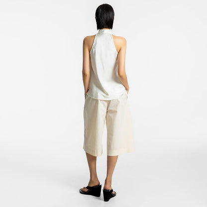 Classic Satin Halter Neck Blouse Sleeveless Summer Top