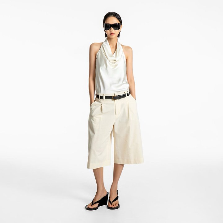 Classic Satin Halter Neck Blouse Sleeveless Summer Top