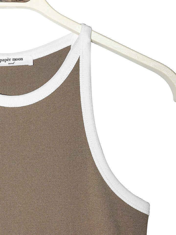 Color-Block Halter Neck Sleeveless Tank Top