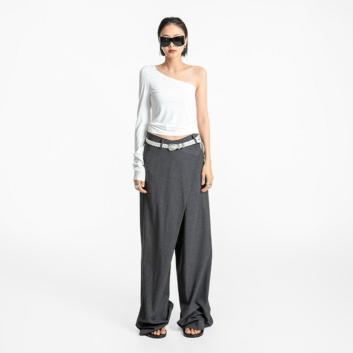 Asymmetric One-Shoulder Long Sleeve Top
