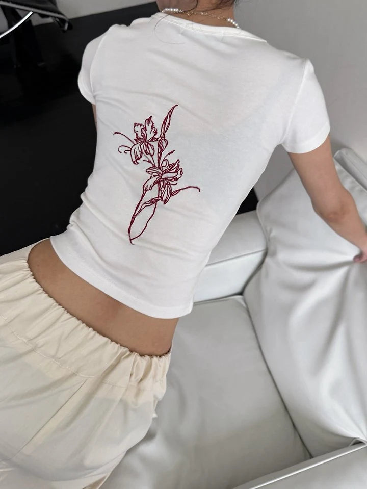 Flower Embroidery Tee