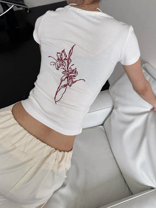 Flower Embroidery Tee