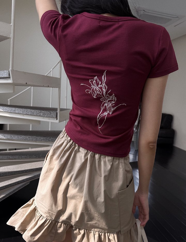 Flower Embroidery Tee