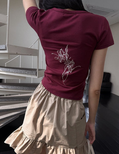 Flower Embroidery Tee