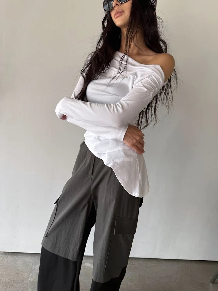 Flow Off Shoulder Unblanace Tee