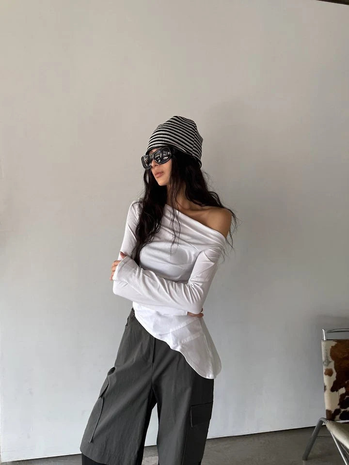 Flow Off Shoulder Unblanace Tee
