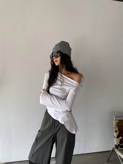 Flow Off Shoulder Unblanace Tee
