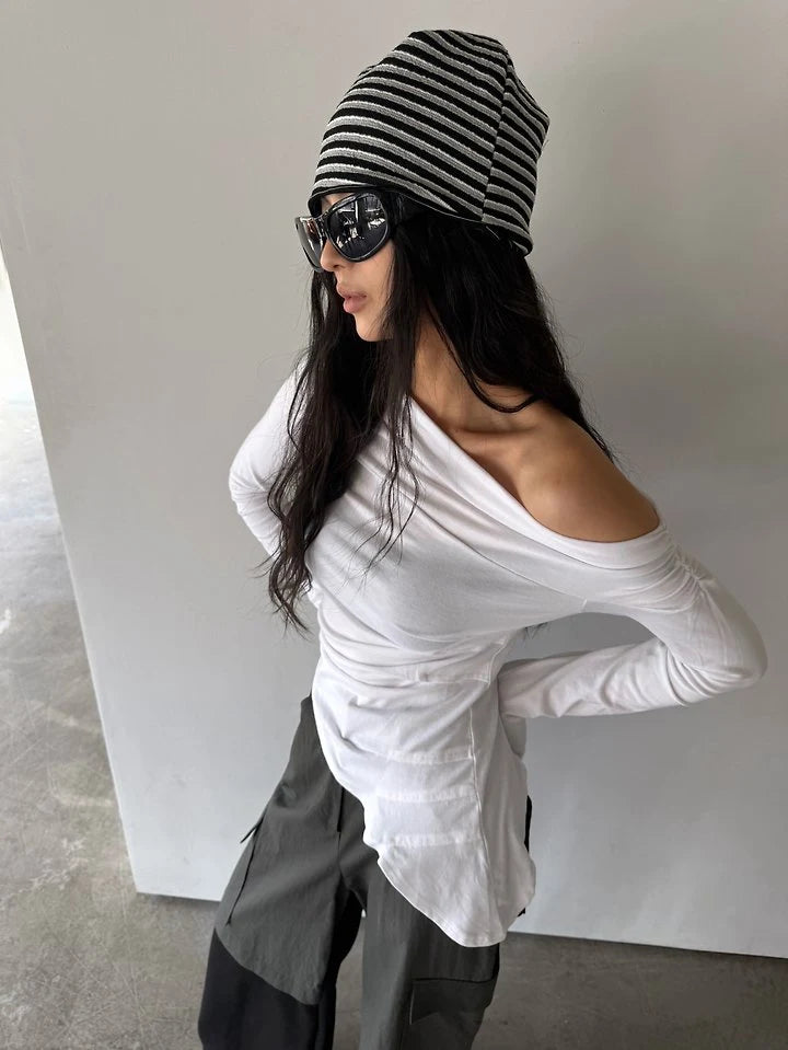 Flow Off Shoulder Unblanace Tee