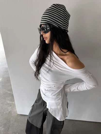 Flow Off Shoulder Unblanace Tee